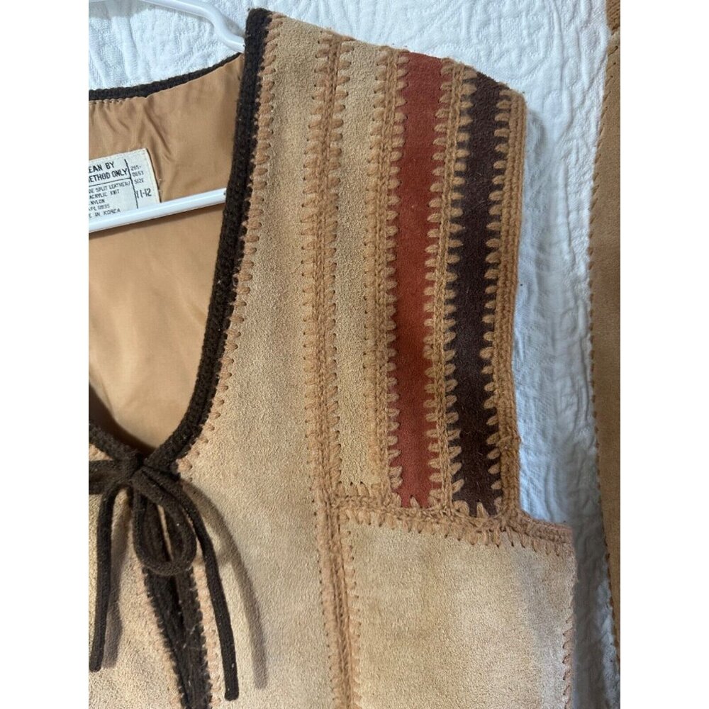 Vintage 70’s Suede Vest Skirt Set SZ 11/12 MEASUREMENTS BELOW - Picture 6 of 15